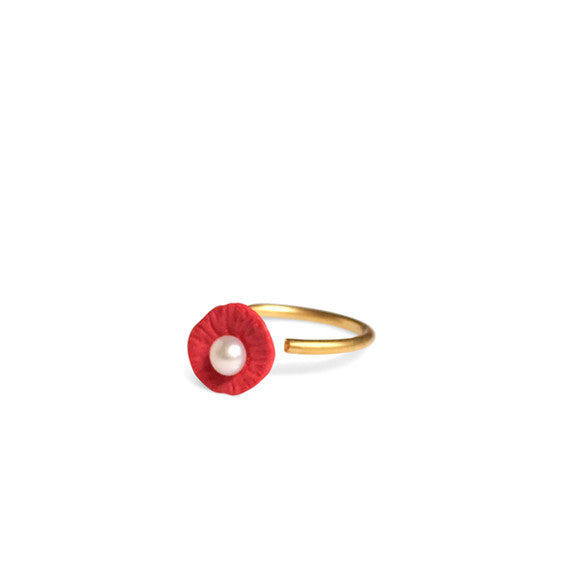 Ring pearl  /  Red